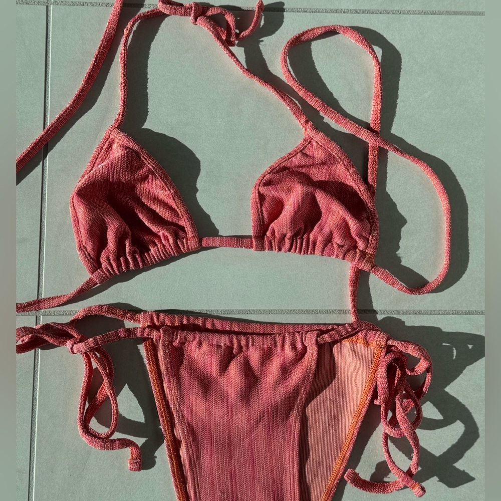Poolday Paris melon coral lurex sparkle bikini BNWOT size M